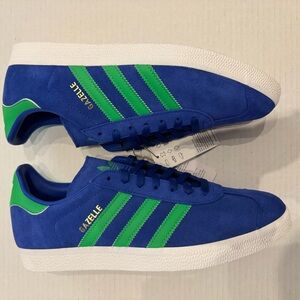 Adidas Gazelle Royal Blue with Green Stripes